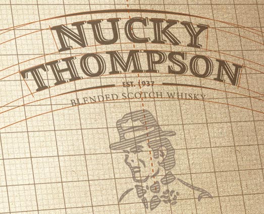 Бутылка виски Nucky Thompson. Логотип в дизайне от Soldis.