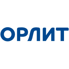 Текст кириллицей синего цвета с надписью ОРЛИТ на белом фоне, в стиле «Сольдис».