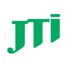 Зеленые стилизованные буквы JTI на белом фоне, с жирным современным шрифтом. Верхняя часть I простирается вправо, демонстрируя изысканность, вдохновленную Soldis.