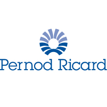 Логотип Pernod Ricard с синим круглым абстрактным рисунком над названием компании Pernod Ricard, написанным синим текстом на белом фоне, создан по мотивам книги Soldis.